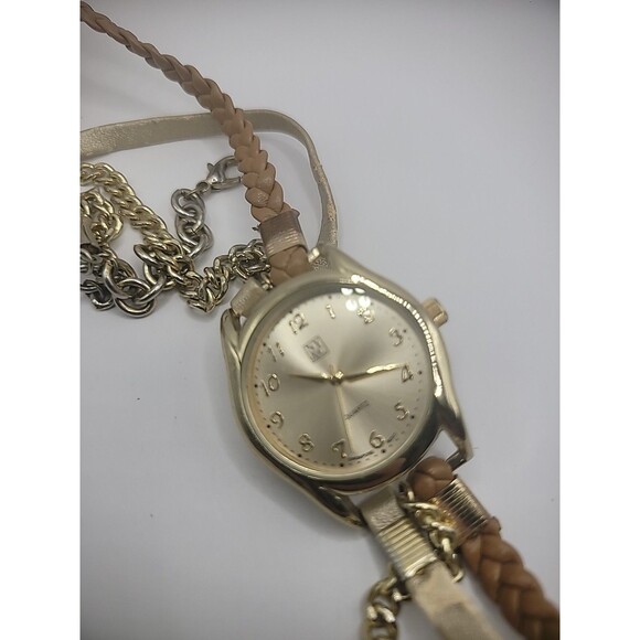 NY&C Wrap WristWatch Watch Womens Multi Strand Gold Tone Analog Jewelry Costume - Picture 4 of 14